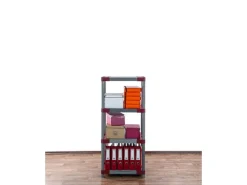 PROREGAL Kunststoffregale^Kunststoffregal Grey Bear Low HxBxT 138 x 60 x 46 cm Fachlast 120 kg Grau/Rot