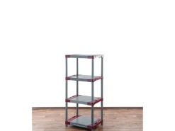 PROREGAL Kunststoffregale^Kunststoffregal Grey Bear Low HxBxT 138 x 60 x 46 cm Fachlast 120 kg Grau/Rot