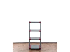 PROREGAL Kunststoffregale^Kunststoffregal Grey Bear Low HxBxT 138 x 60 x 46 cm Fachlast 120 kg Grau/Rot