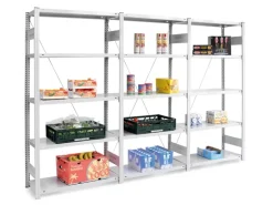 PROREGAL Kunststoffregale^Lebensmittel Fachbodenregal Stecksystem T-Profil Grundregal HxBxT 250 x 100 x 80 cm 6 Ebenen Fachlast 130 kg Hygienische Beschichtung Weiß