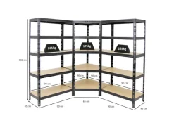 PROREGAL Mega Deal Tiger 1x Eckregal & 2x Schwerlastregal 180x 90x 45 cm Fachlast 175 & 265 kg