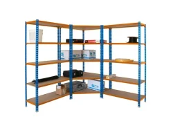 PROREGAL Eckregale^Mega Deal 1x Eckregal & 2x Schwerlastregal Muli HxBxT 180 x 180 x 40 cm Fachlast 200 kg Blau-Orange Mega Deal 1x Eckregal + 2x Schwerlastregal Muli HxBxT 180 x 180 x 40 cm Fachlast 200 kg Blau-Orange