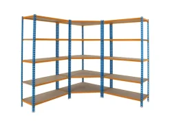 PROREGAL Eckregale^Mega Deal 1x Eckregal & 2x Schwerlastregal Muli HxBxT 180 x 180 x 40 cm Fachlast 200 kg Blau-Orange Mega Deal 1x Eckregal + 2x Schwerlastregal Muli HxBxT 180 x 180 x 40 cm Fachlast 200 kg Blau-Orange