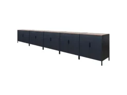 PROREGAL Schränke^Mega Deal 5x Aktenschrank Lion Metall Mit Beinen Metallschrank Doppeltür 76x80x40Cm Kommode 2 Verstellbare Einlegeböden Vintagebraun/Schwarz