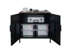 PROREGAL Schränke^Mega Deal 5x Aktenschrank Lion Metall Mit Beinen Metallschrank Doppeltür 76x80x40Cm Kommode 2 Verstellbare Einlegeböden Vintagebraun/Schwarz