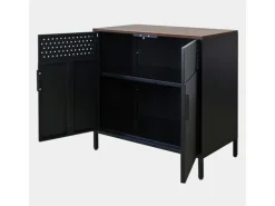 PROREGAL Schränke^Mega Deal 5x Aktenschrank Lion Metall Mit Beinen Metallschrank Doppeltür 76x80x40Cm Kommode 2 Verstellbare Einlegeböden Vintagebraun/Schwarz