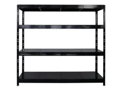 PROREGAL Regalsysteme^Mega Deal 2x Profi Schwerlastregal Rhino HxBxT 180x200x60cm 4 Stahlplatten-Ebenen Fachlast 500kg Schwarz