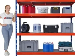 PROREGAL Regalsysteme^Mega Deal 3x Profi Schwerlastregal Rhino HxBxT 180x200x60cm 4 Stahlplatten-Ebenen Fachlast 500kg Blau/Orange