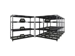 PROREGAL Regalsysteme^Mega Deal 5x Profi Schwerlastregal Rhino HxBxT 180x200x60cm 4 Gitterrost-Ebenen Fachlast 500kg Schwarz