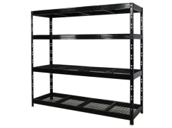 PROREGAL Regalsysteme^Mega Deal 4x Profi Schwerlastregal Rhino HxBxT 180x200x60cm 4 Gitterrost-Ebenen Fachlast 500kg Schwarz