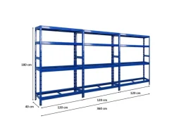 PROREGAL Mega Deal 3x Reifenregal Tiger 180x120x40 cm Bis Zu 12 Reifen Auf 2 Ebenen Mit 2 Fachboden