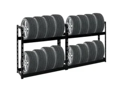 PROREGAL Mega Deal 2x Reifenregal Tiger HxBxT 100 x 110 x 35 cm bis zu 16 Reifen Schwarz