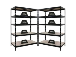 PROREGAL Regalsysteme^Mega Deal 2X Schwerlastregal Tiger HxBxT 180x120x60cm Fachlast 265kg Schwarz