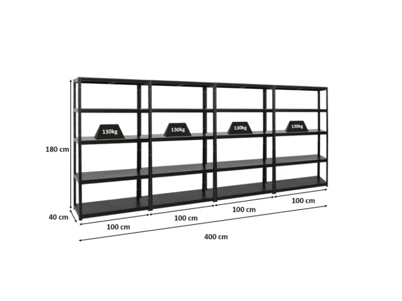 PROREGAL Schwerlastregal^Mega Deal 4x Schwerlastregal Steel Eagle HxBxT 180 x 100 x 40 cm Fachlast 130 kg
