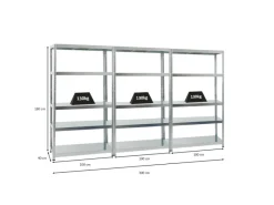 PROREGAL Metallregale|Schwerlastregal^Mega Deal 3x Schwerlastregal Steel Eagle HxBxT 180 x 100 x 40 cm Fachlast 130 kg