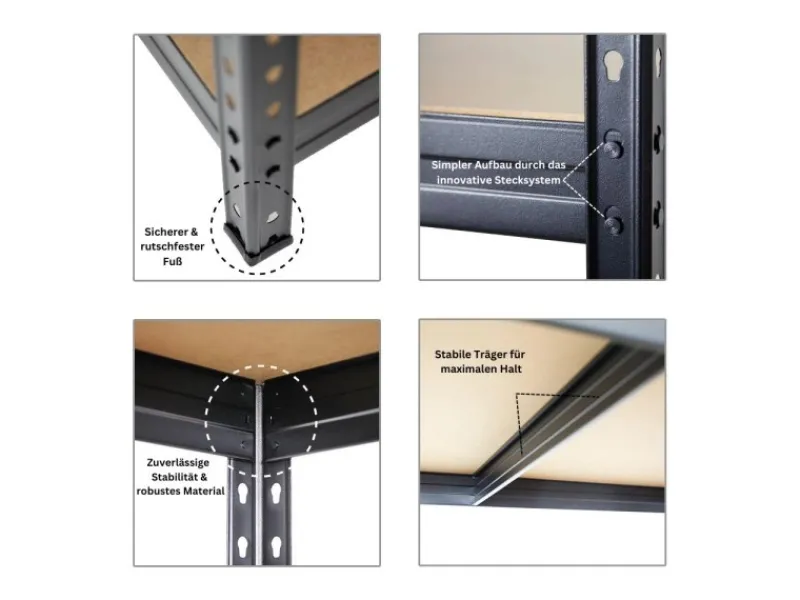 PROREGAL Schwerlastregal^Mega Deal 4x Schwerlastregal Rivet HxBxT 180 x 120 x 60 cm Fachlast 250 kg
