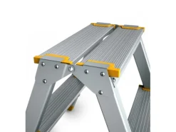 PROREGAL Klapptritte^Metal Double Giraffe Doppelseitige-Aluminium-Stufenstehleiter 3 Stufen 63 cm Hoch 150 kg Tragkraft Leiter Trittleiter Haushaltsleiter