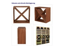 PROREGAL Regale Massivholz|Flaschenregale^Modulares Weinregal Vincellar Mod HxBxT 60 x 60 x 30 cm Kreuz Modul Für 40 Flaschen Massives Kiefernholz Geölt