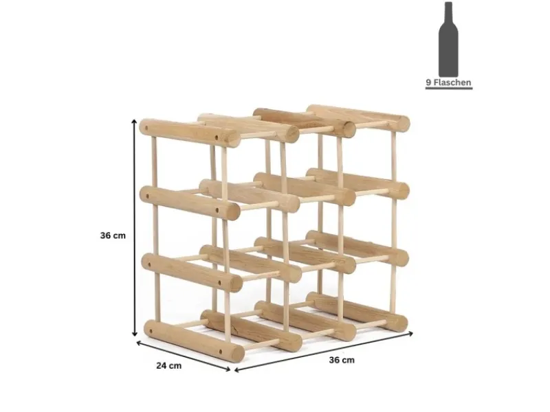 PROREGAL Flaschenregale^Modulares Weinregal Vinotega Mod HxBxT 36 x 36 x 24 cm 1 x 9 Flaschen Massives Kiefernholz Natur