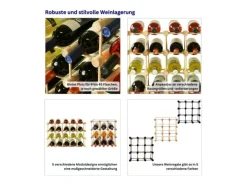 PROREGAL Modulares Weinregal Vinotega Mod HxBxT 36 x 36 x 24 cm 1 x 9 Flaschen Massives Eichenholz Natur