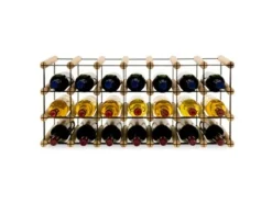 PROREGAL Flaschenregale^Modulares Weinregal Vinotega Mod Metal HxBxT 32,5 x 72,5 x 24,5 cm 7 x 3 Flaschen Massives Kiefernholz Natur