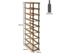 PROREGAL Modulares Weinregal Vinotega Mod Metal HxBxT 82,5 x 12,5 x 24,5 cm 1 x 8 Flaschen Massives Kiefernholz Geölt