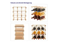 PROREGAL Modulares Weinregal Vinotega Mod HxBxT 36 x 36 x 24 cm 4 x 9 Flaschen Massives Kiefernholz Braun Geölt