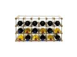 PROREGAL Flaschenregale^Modulares Weinregal Vinotega Mod Metal HxBxT 32,5 x 62,5 x 24,5 cm 6 x 3 Flaschen Massives Kiefernholz Natur