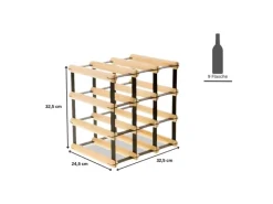 PROREGAL Flaschenregale^Modulares Weinregal Vinotega Mod Metal HxBxT 32,5 x 32,5 x 24,5 cm 3 x 3 Flaschen Massives Kiefernholz Natur