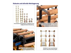 PROREGAL Flaschenregale^Modulares Weinregal Vinotega Mod Metal HxBxT 72,5 x 32,5 x 24,5 cm 3 x 7 Flaschen Massives Kiefernholz Natur