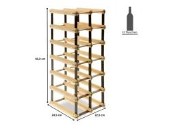 PROREGAL Modulares Weinregal Vinotega Mod Metal HxBxT 62,5 x 22,5 x 24,5 cm 2 x 6 Flaschen Massives Kiefernholz Natur