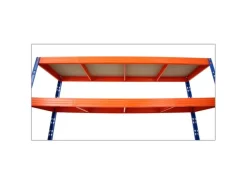 PROREGAL Regalsysteme^Profi Schwerlastregal Rhino HxBxT 200x200x60cm 4 Spanplatten-Ebenen 16mm Fachlast 500kg Blau/Orange Stecksystem Lagerregal Steckregal