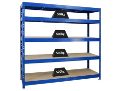 PROREGAL Schwerlastregal^Profi Schwerlastregal Rhino HxBxT 180 x 200 x 60 cm 5 Spanplatten-Ebenen 8mm Fachlast 500 kg