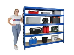 PROREGAL Schwerlastregal^Profi Schwerlastregal Rhino HxBxT 180 x 200 x 60 cm 5 Spanplatten-Ebenen 8mm Fachlast 500 kg