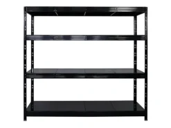 PROREGAL Regale Schwarz|Metallregale^Profi Schwerlastregal Rhino HxBxT 180x200x60cm 4 Stahlplatten-Ebenen Fachlast 500kg Schwarz Stecksystem Lagerregal Regalsystem