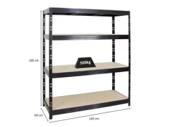 PROREGAL Profi Schwerlastregal Rhino HxBxT 180 x 160 x 60 cm 4 Spanplatten-Ebenen 8mm Fachlast 500 kg