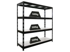 PROREGAL Profi Schwerlastregal Rhino HxBxT 200x200x60cm 4 Melamin-Ebenen 16mm Fachlast 500kg Stecksystem Lagerregal Steckregal