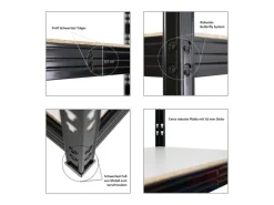PROREGAL Profi Schwerlastregal Rhino HxBxT 200x200x60cm 4 Melamin-Ebenen 16mm Fachlast 500kg Stecksystem Lagerregal Steckregal