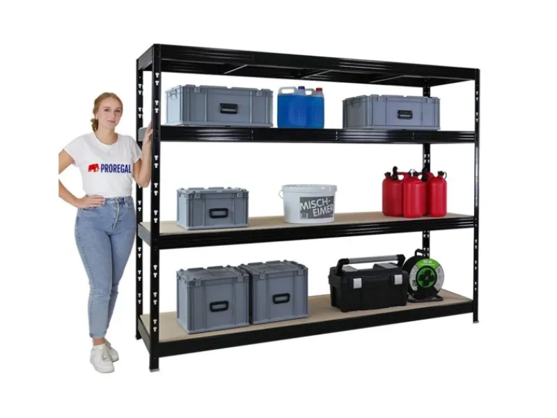 PROREGAL Profi Schwerlastregal Rhino HxBxT 180x240x60cm 4 Spanplatten-Ebenen 8mm Fachlast 450kg Stecksystem Lagerregal Regalsystem