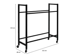 PROREGAL Regale Schwarz^Reifenregal CARERRA Auf Rollen HxBxT 115 x 111 x 40 cm Bis Zu 8 Reifen Auf 2 Ebenen Schwarz