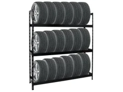 PROREGAL Regale Schwarz^Reifenregal Tiger XL HxBxT 200 x 180 x 45 cm bis zu 21 Reifen auf 3 Ebenen