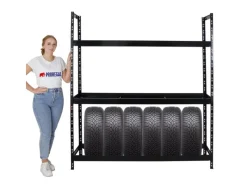 PROREGAL Regale Schwarz^Reifenregal Tiger XL HxBxT 200 x 180 x 45 cm bis zu 21 Reifen auf 3 Ebenen