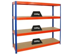 PROREGAL Schwerlastregal Dino HxBxT 180 x 200 x 60 cm Fachlast 500 kg Blau/Orange