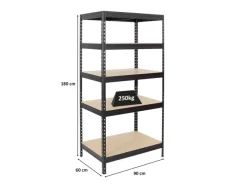 PROREGAL Schwerlastregal Rivet HxBxT 180 x 90 x 60 cm Fachlast 250 kg Innovatives Stecksystem