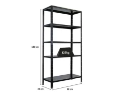 PROREGAL Regalsysteme^Schwerlastregal Ares HxBxT 180x90x40cm 5 Stahlplatten-Ebenen Fachlast 125 kg