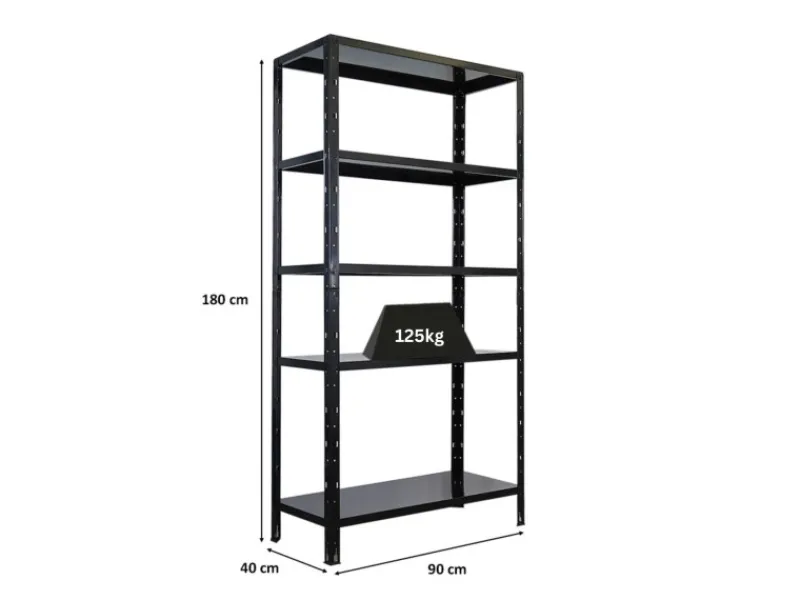 PROREGAL Regalsysteme^Schwerlastregal Ares HxBxT 180x90x40cm 5 Stahlplatten-Ebenen Fachlast 125 kg