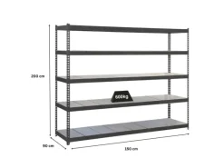 PROREGAL Metallregale^Schwerlastregal Metal Beast Five HxBxT 200 x 150 x 90 cm Fachlast 600 kg Anthrazit