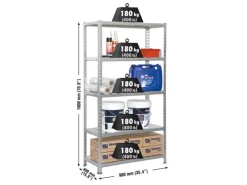 PROREGAL Schwerlastregal Metal Shark HxBxT 180 x 90 x 40 cm Fachlast 180 kg Verzinkt