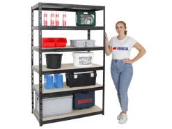 PROREGAL Schwerlastregal^Schwerlastregal Giant Tiger HxBxT 200 x 120 x 60 cm Fachlast 265 kg 6-Ebenen Schwarz