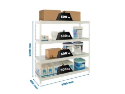 PROREGAL Regalsysteme^Schwerlastregal Metal Beast Four HxBxT 200 x 210 x 60 cm Fachlast 500 kg Weiß